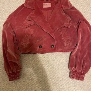 We The Free Vintage Red Bomber Jacket